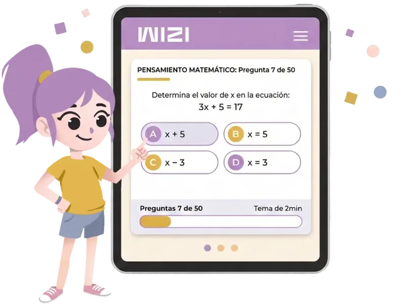 Estudiante usando la app WIZI para preparar el examen de ingreso IPN